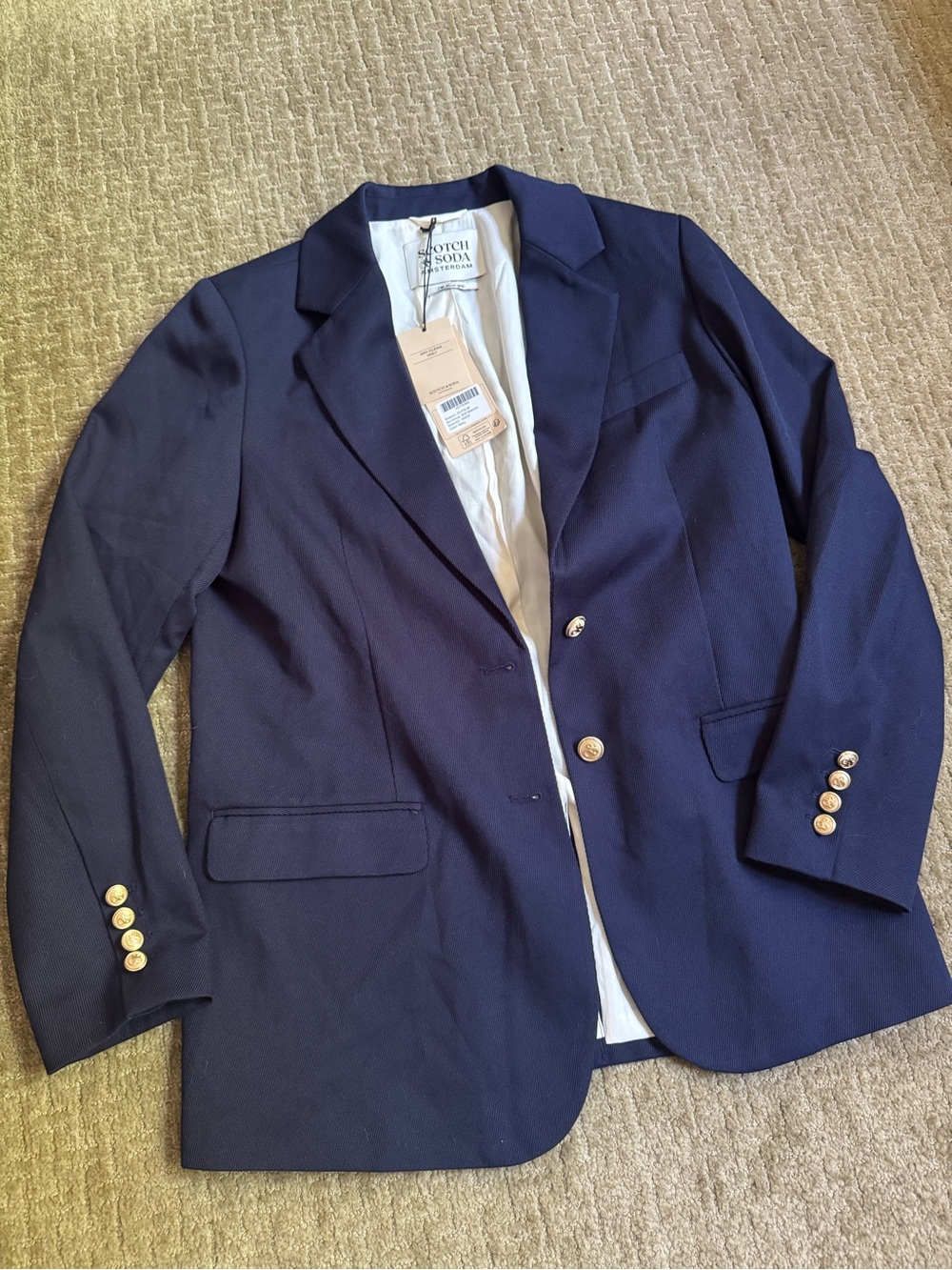 NWT Scotch & Soda Navy Blazer with Gold Buttons Sports Jacket Single-Breasted